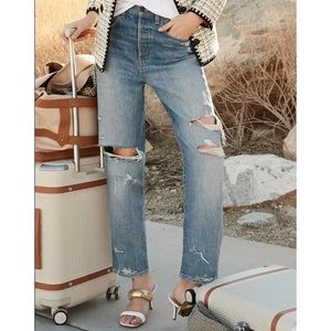 VERONICA BEARD BLAKE DISTRESSED STRAIGHT-LEG JEAN | Sz.28
